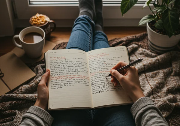 Person journaling for self-reflection and understanding