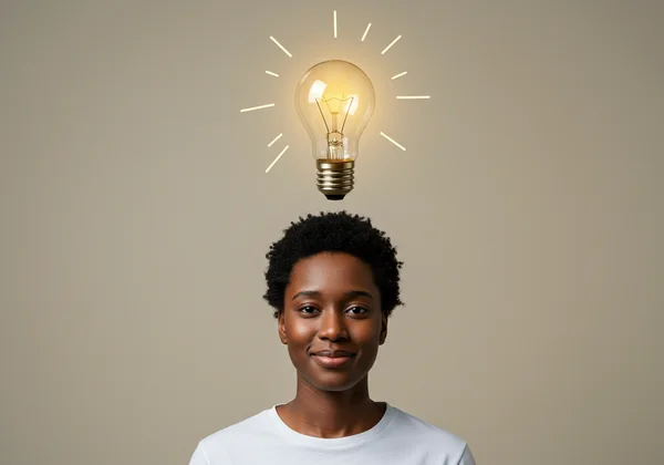 Person having an "aha!" moment of self-recognition