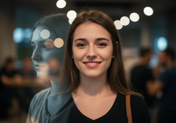 Woman masking social traits, feeling exhausted and drained