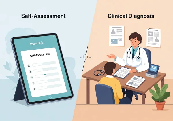 Visual comparing online quiz to clinical diagnosis