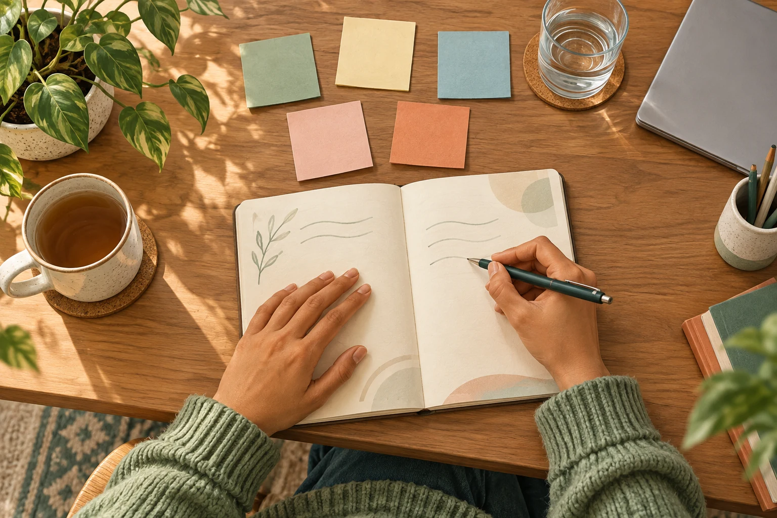 Notebook for drafting a message and privacy boundary
