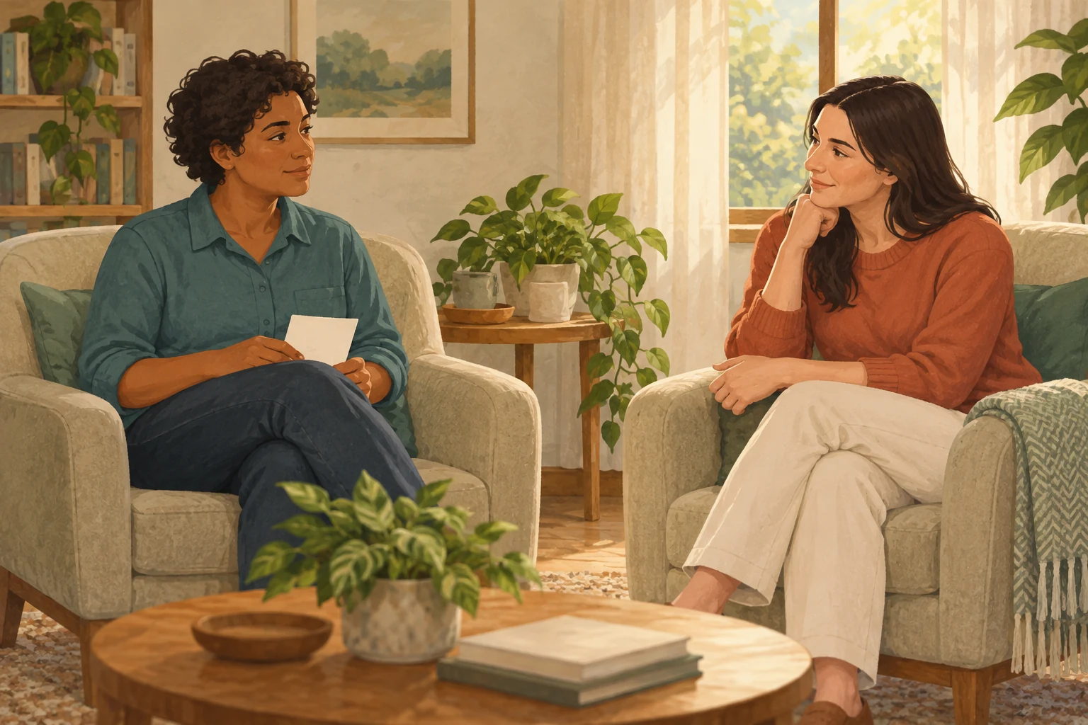 Two adults discussing needs and personal boundaries